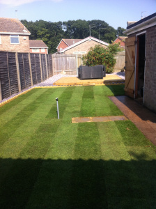 Garden ,rotovated ,levelled and Turfed.